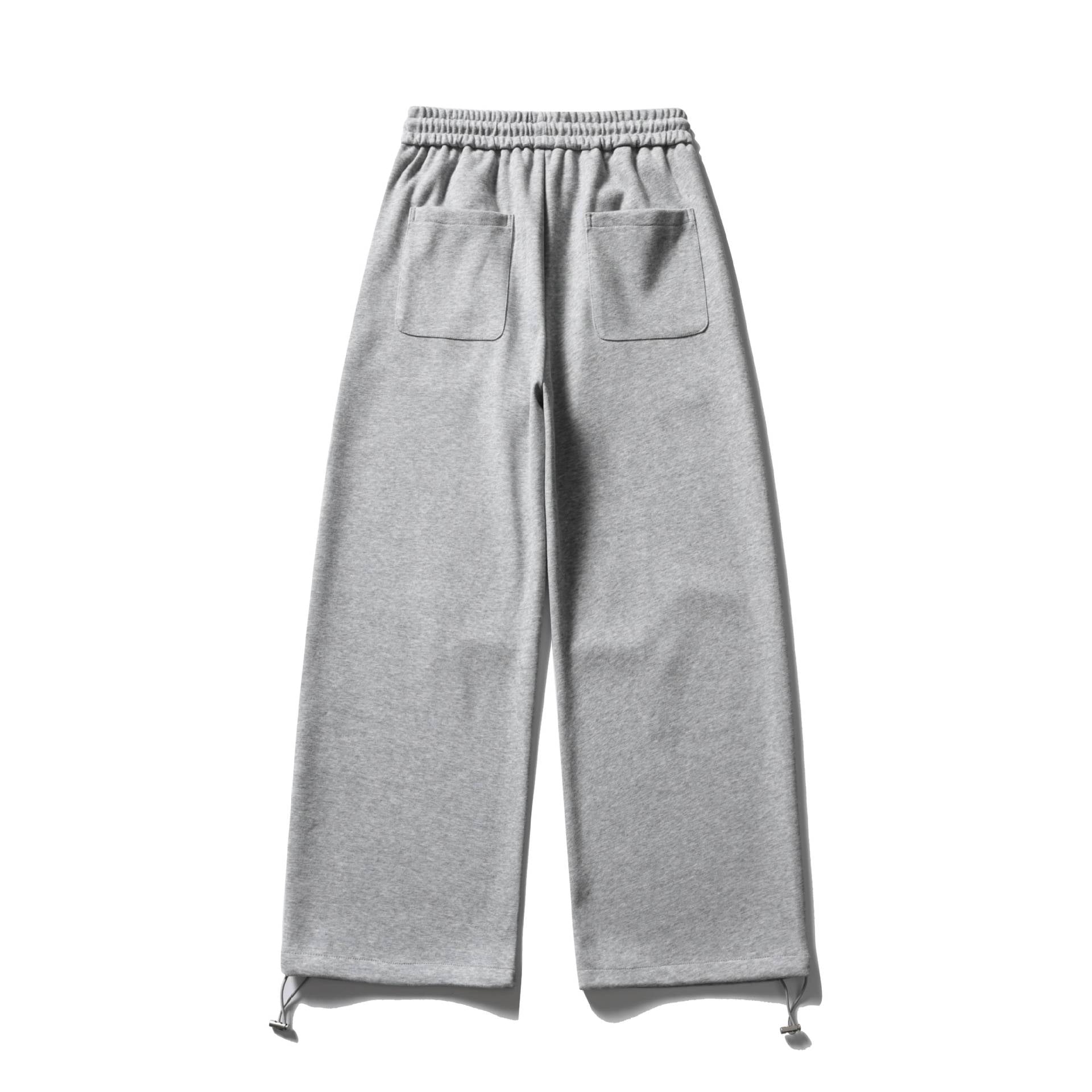 Unisex Wide Sweatpants with Drawstring, Knee Patch and Adjustable Hem Chichicherry