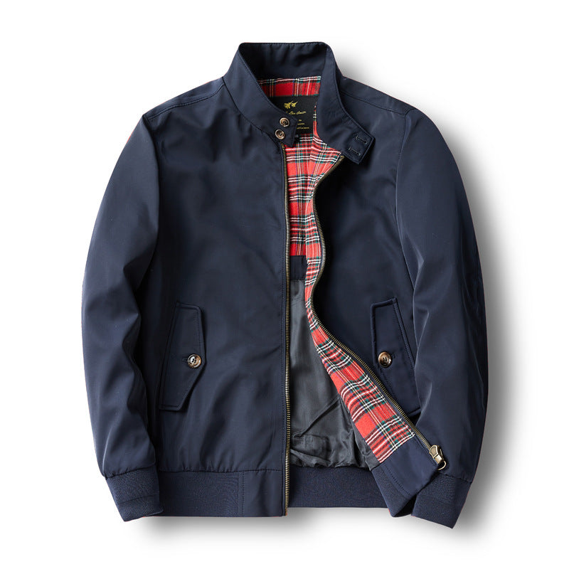 Men's short-cut Harrington jacket with stand-up collar, elastic cuffs and checkered inner lining Chichicherry