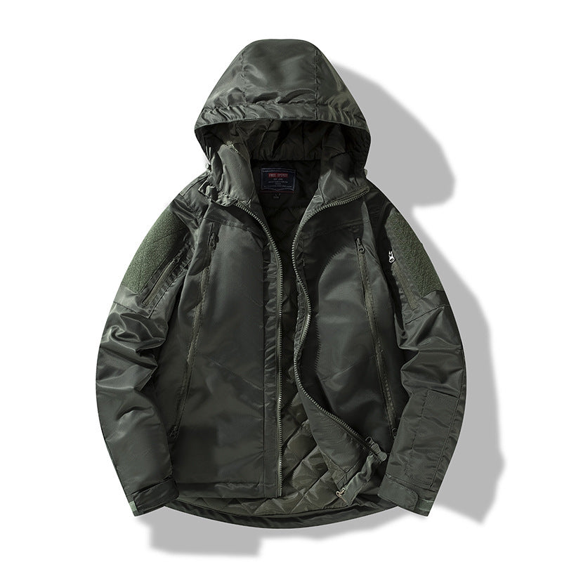 Men's quilted tactical winter jacket with hood and water-repellent outer material Chichicherry