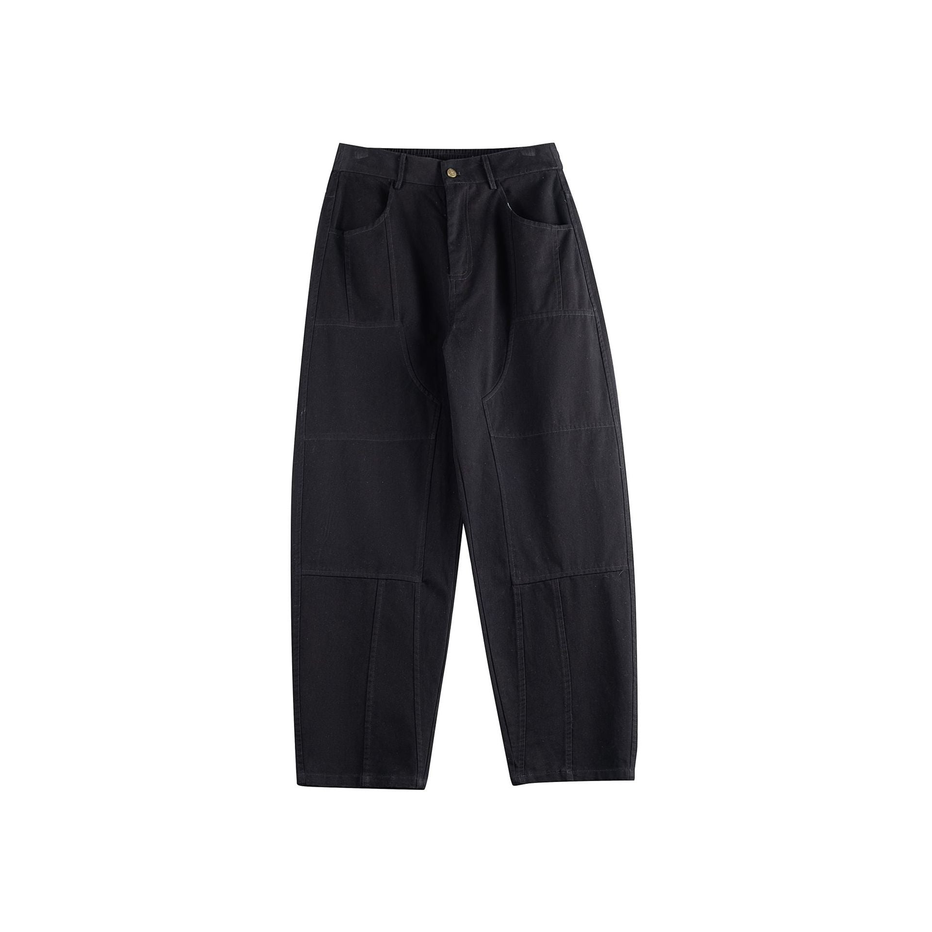 Women's Relaxed-Fit Workwear Pants with High Waist and Patch Pockets Chichicherry