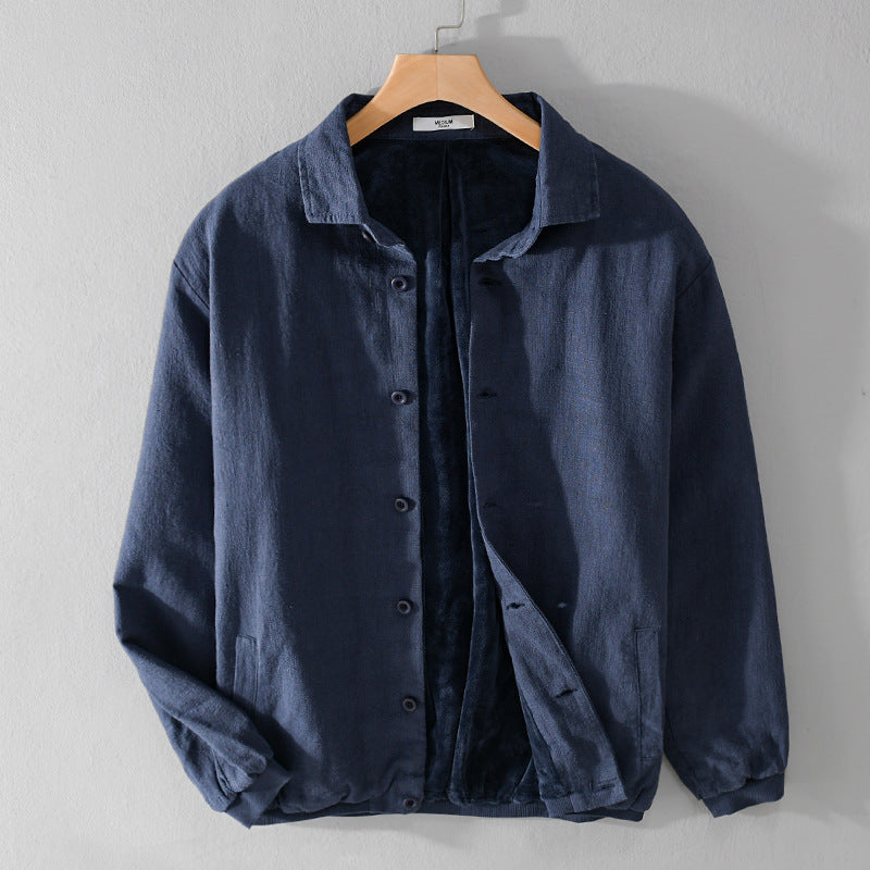 Men's Lined Overshirt Jacket made of Linen Blend Chichicherry