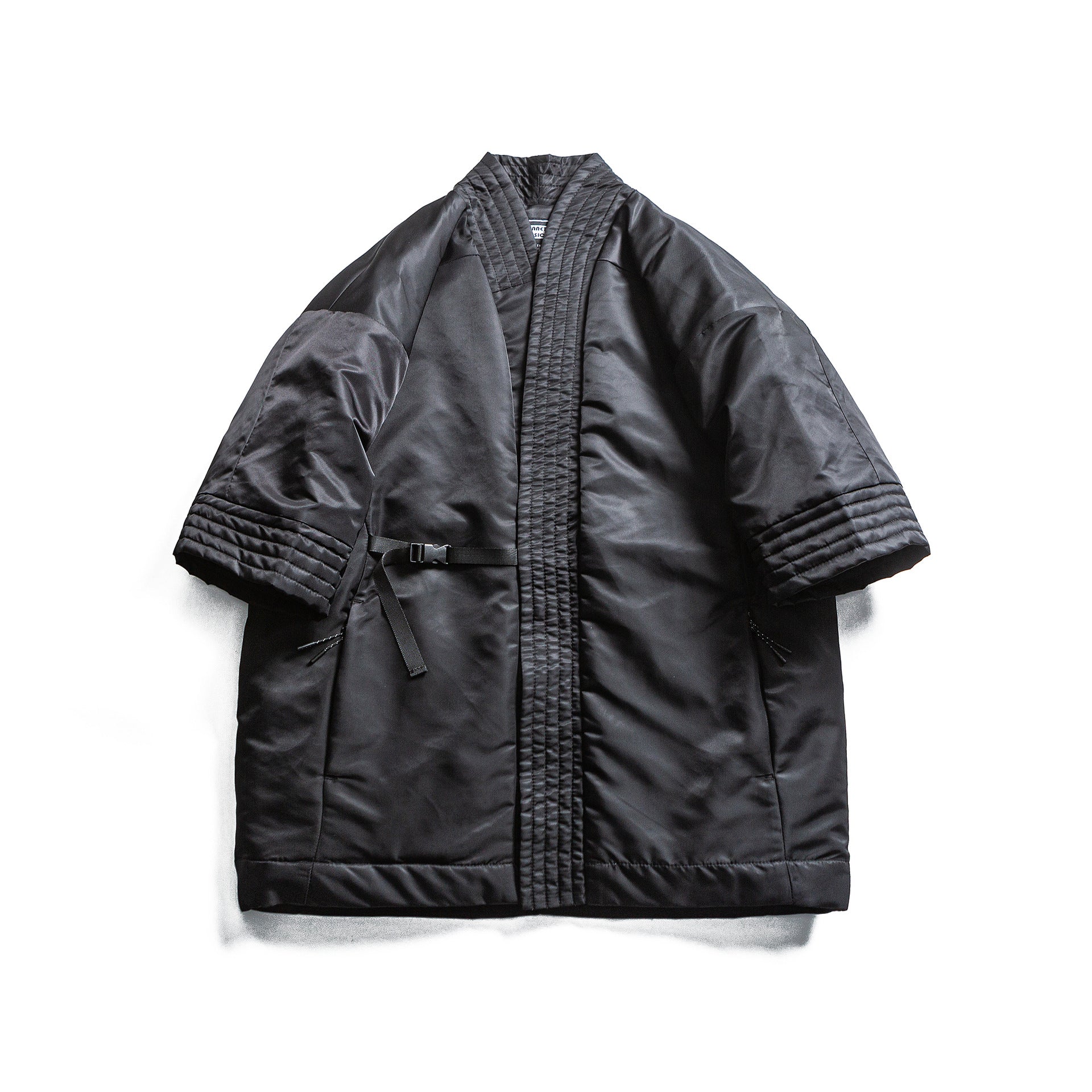 Unisex Padded Kimono Jacket with Short Sleeves and Waist Belt Chichicherry