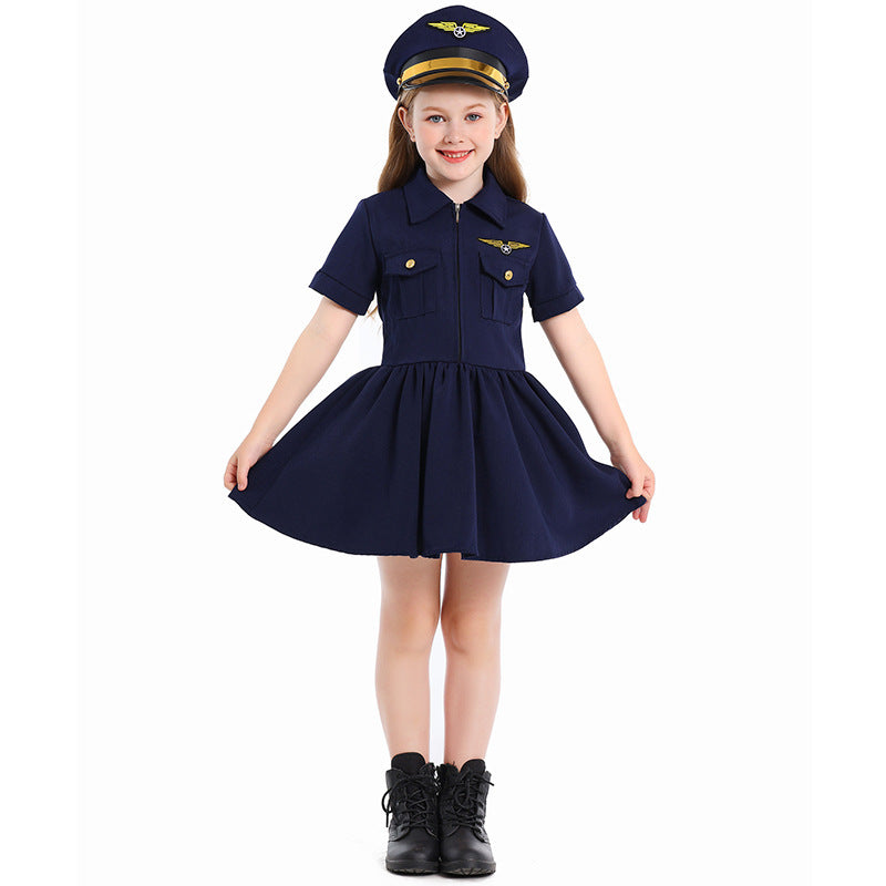 Girl pilot dress with stylish cut and detailed accessories Chichicherry