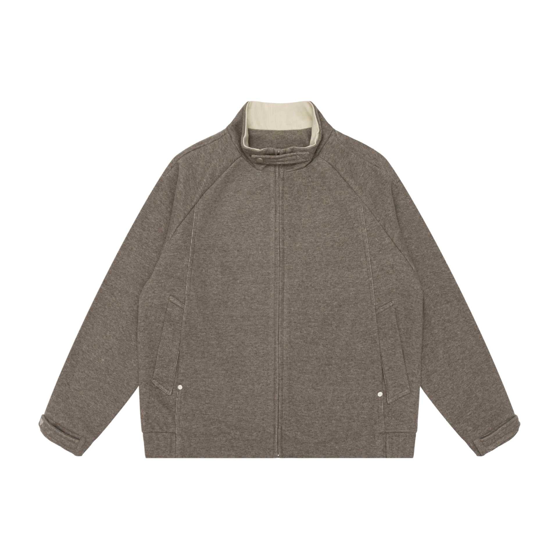 Women Boxy Zip Jacket with high stand-up collar, raglan sleeves and concealed zipper Chichicherry