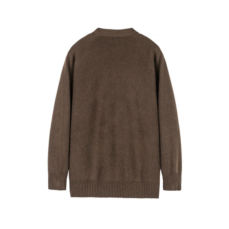 Unisex Well-Groomed Knit Zip Jacket in Oversize Bomber Style with Round Neck Chichicherry