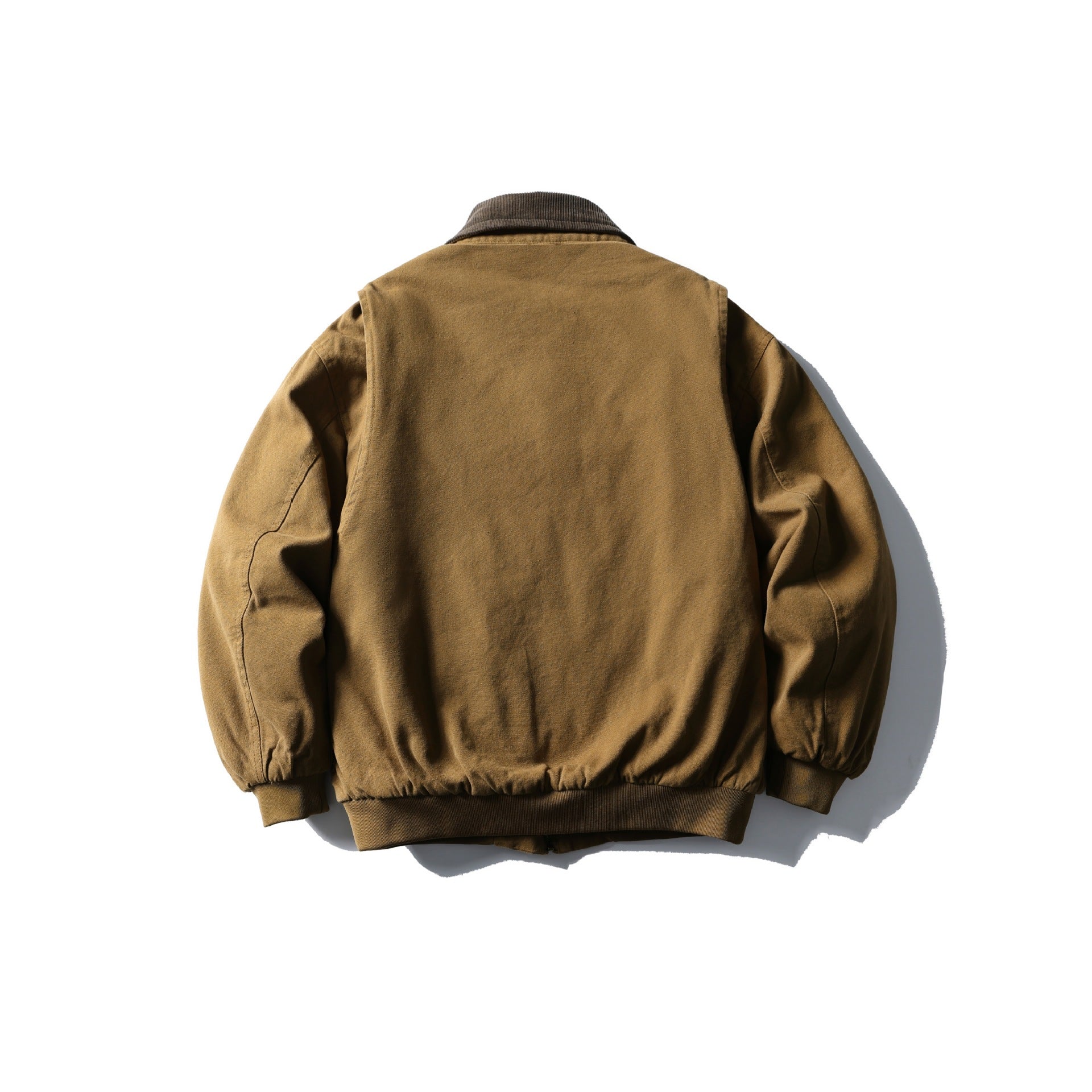 Men's Robust Canvas Jacket with Cord Collar and Utility Pockets Chichicherry
