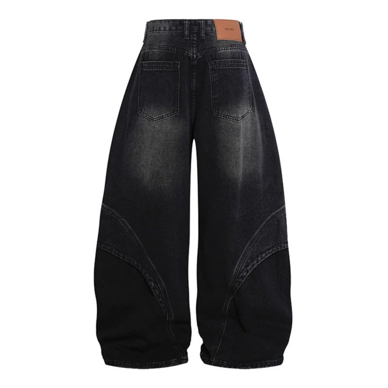 Women's Wide High-Waisted Balloon Jeans with Distinctive Panel Seams Chichicherry