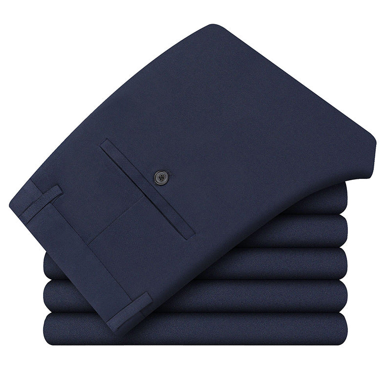 Men's Elegant Business Trousers with Stretch, Creased Fold and Jet Pocket Chichicherry