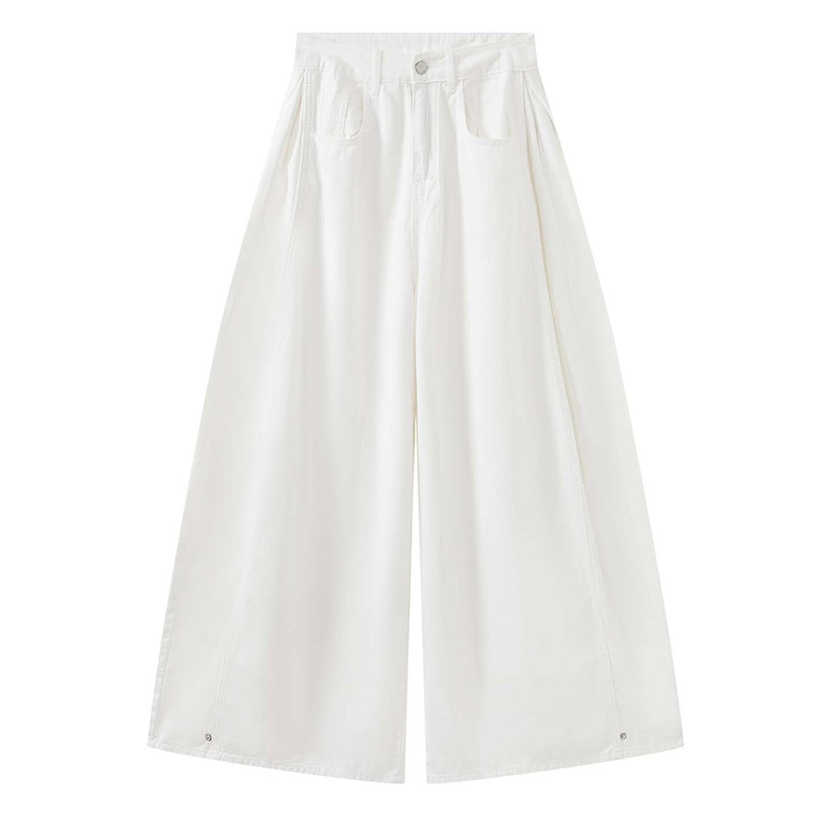 Women's baggy pants made of cotton denim with a high waist and wide leg Chichicherry