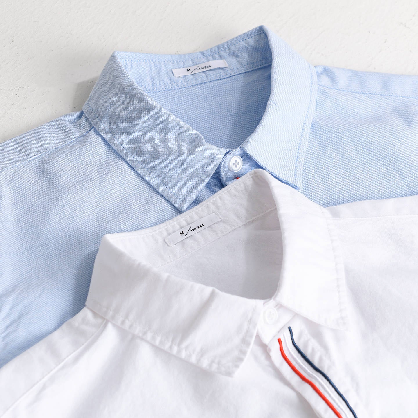 Men's Lightweight Relaxed Oxford Shirt with Kent Collar and Contrast Interior Stripe Chichicherry