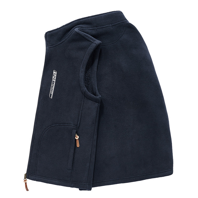 Men's teddy fleece vest with sherpa lining, stand-up collar, and zipper pockets Chichicherry