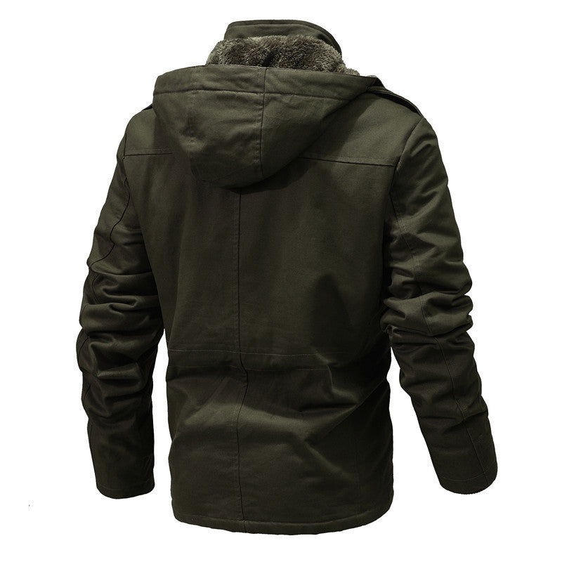 Men's Thermal Insulated Parka Jacket with Teddy Lining, Hood, and Multi-Functional Pockets Chichicherry