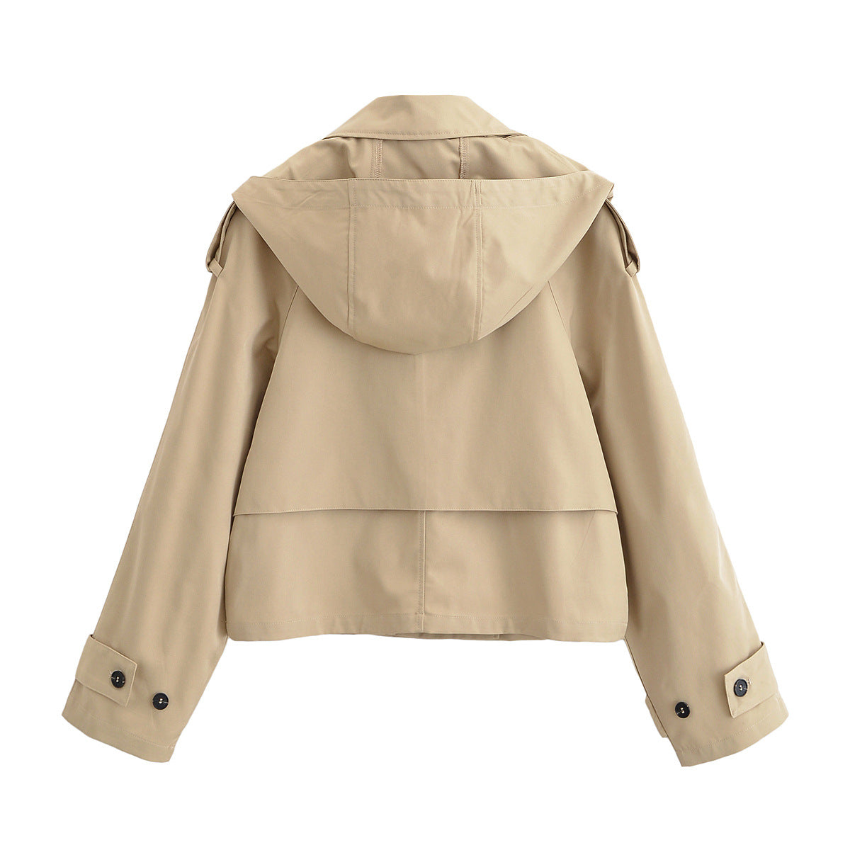 Women short jacket in trench coat style with double-breasted button placket and adjustable cuffs Chichicherry