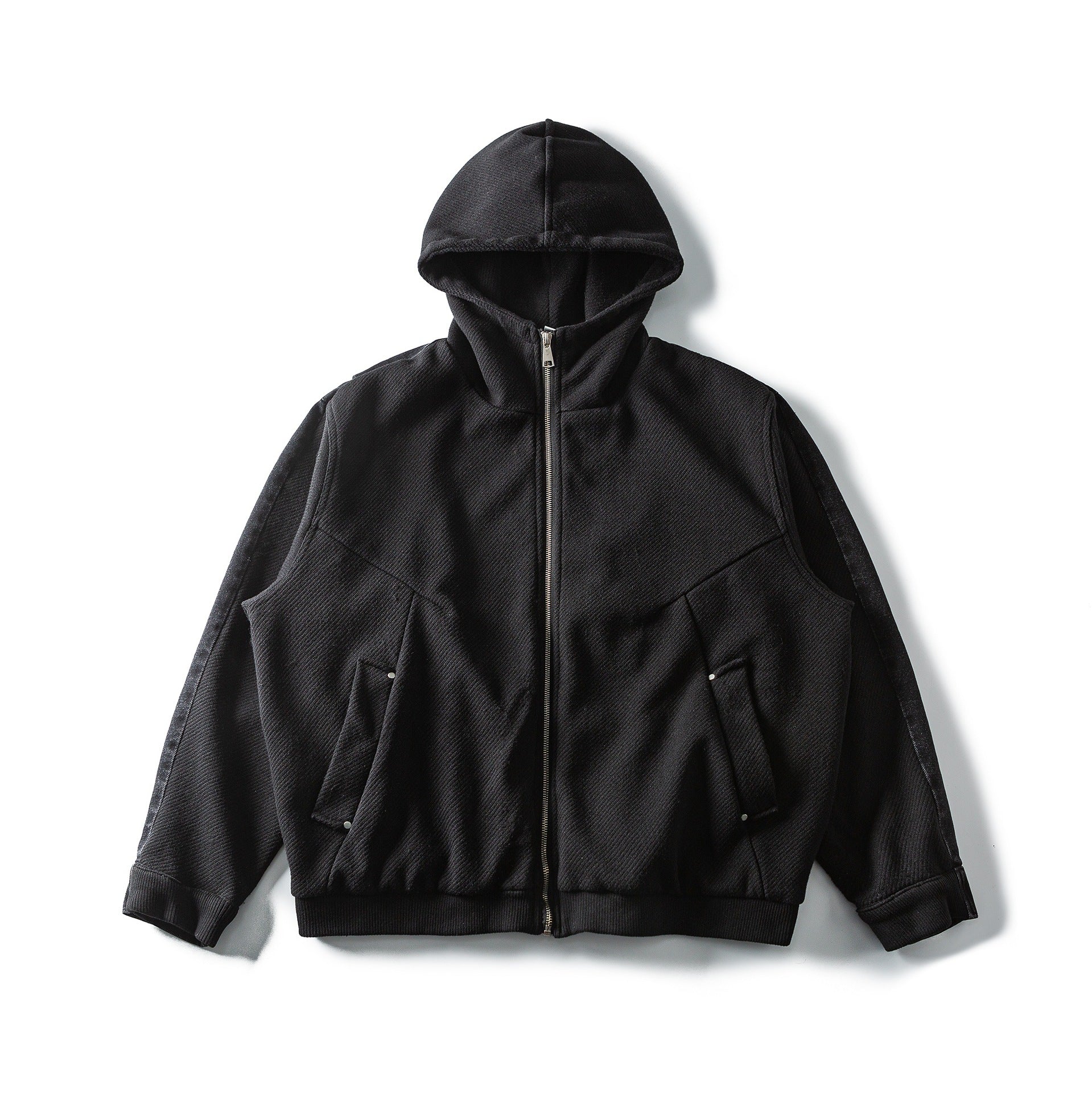 Unisex hooded jacket in boxy cut with full zipper and utility pockets Chichicherry