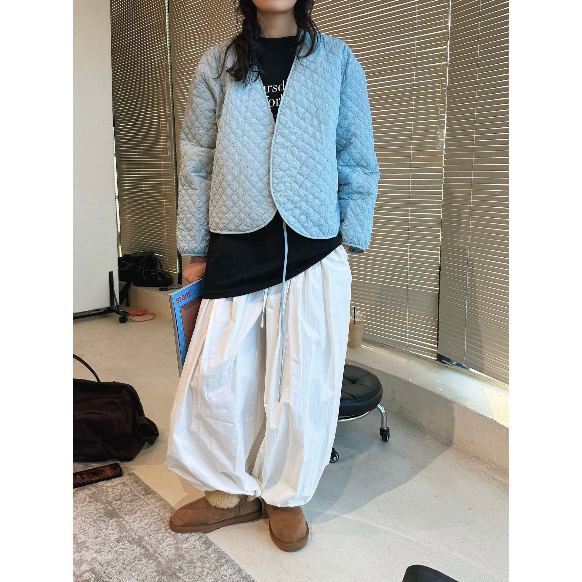 Women's Quilted Kimono Quilted Jacket with Ties Chichicherry