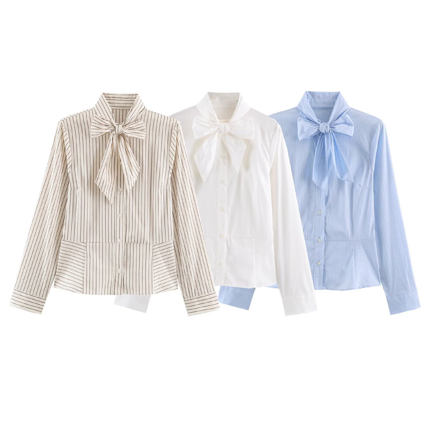 Women's feminine shirt blouse with bow collar and tailored silhouette Chichicherry