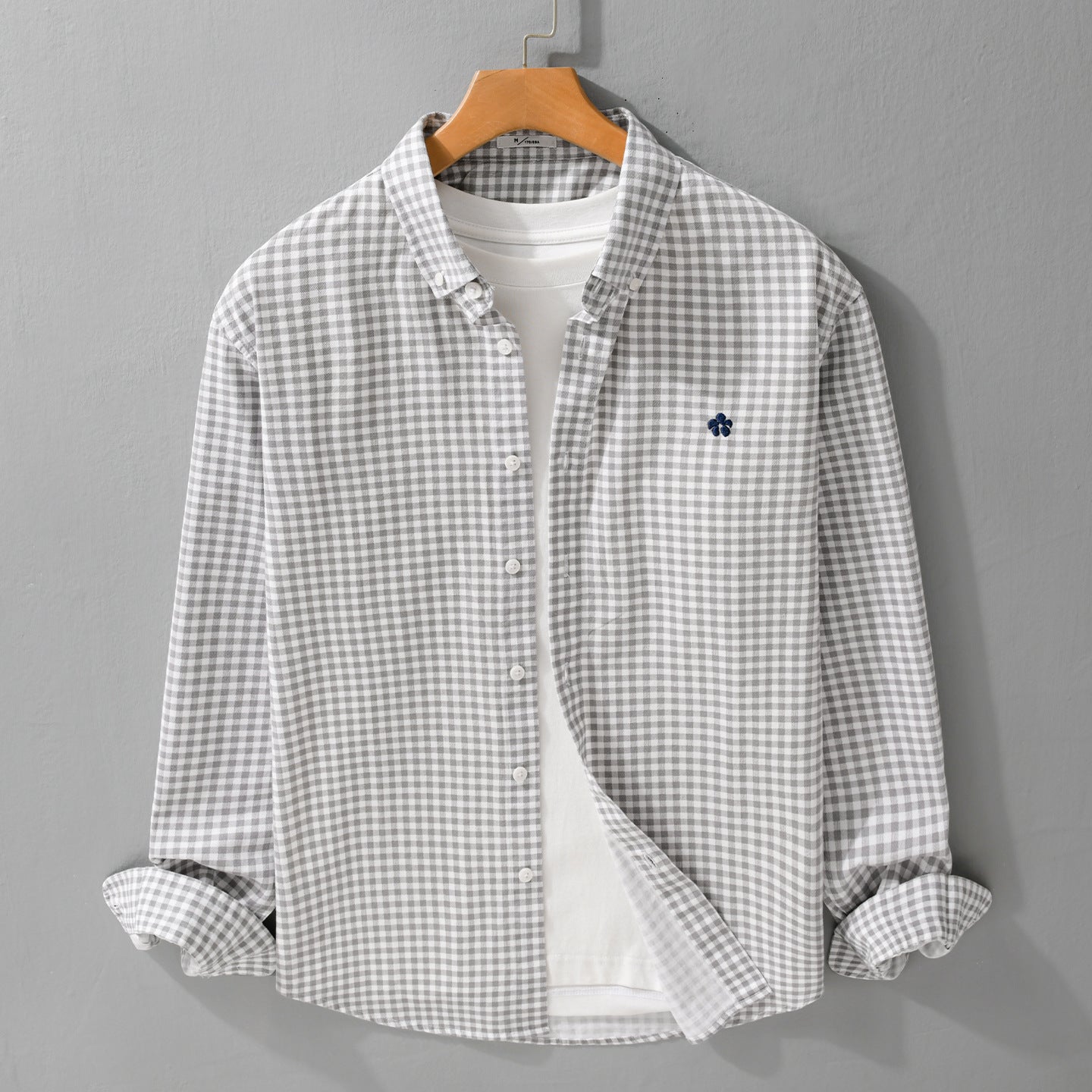 Men's checked cotton shirt with button-down collar and relaxed fit Chichicherry