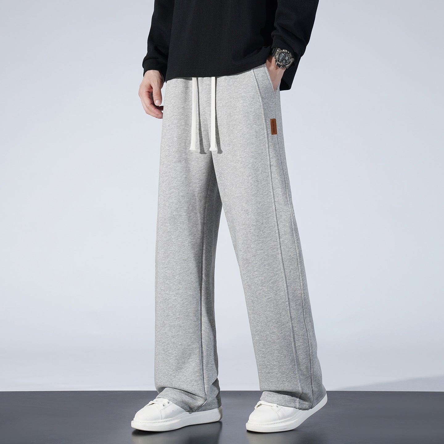 Women's Wide Lounge Sweatpants with Drawstring and Straight Leg Chichicherry