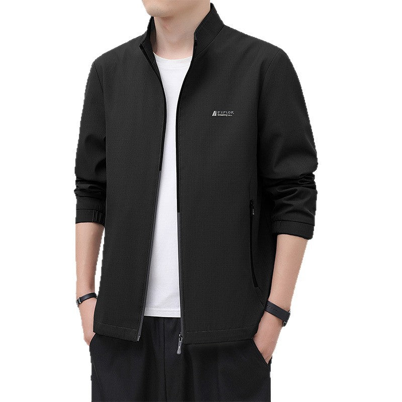 Men's Lightweight Everyday Softshell Jacket with Stand-Up Collar, Wind-Resistant Membrane and Zipper Pockets Chichicherry