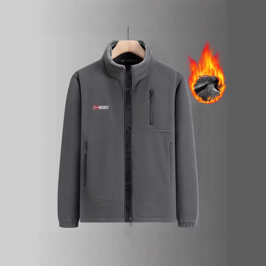 Men's fleece jacket with teddy lining, stand-up collar and multiple zip pockets Chichicherry