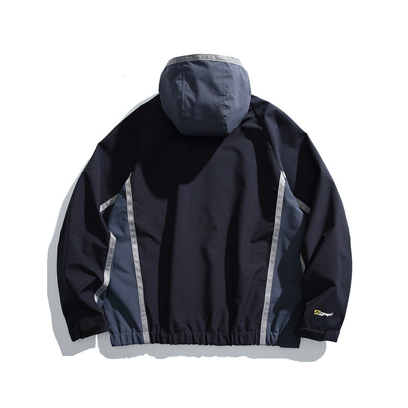 Unisex Water-repellent technical hooded jacket with reflective piping and elastic hem Chichicherry