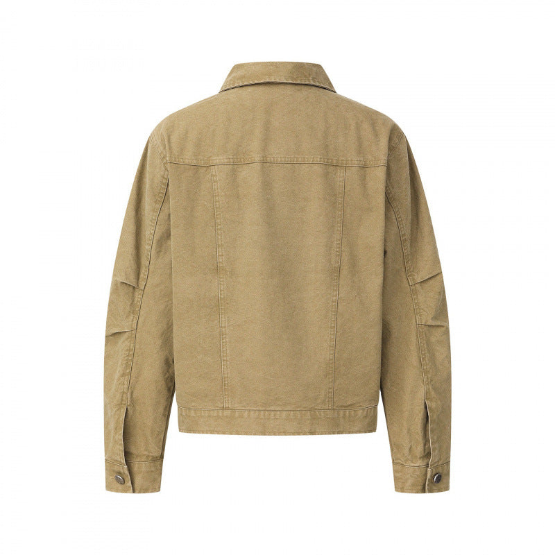 Unisex Boxy Denim Jacket in Worker Look with Metal Button Placket and Chest Pockets Chichicherry