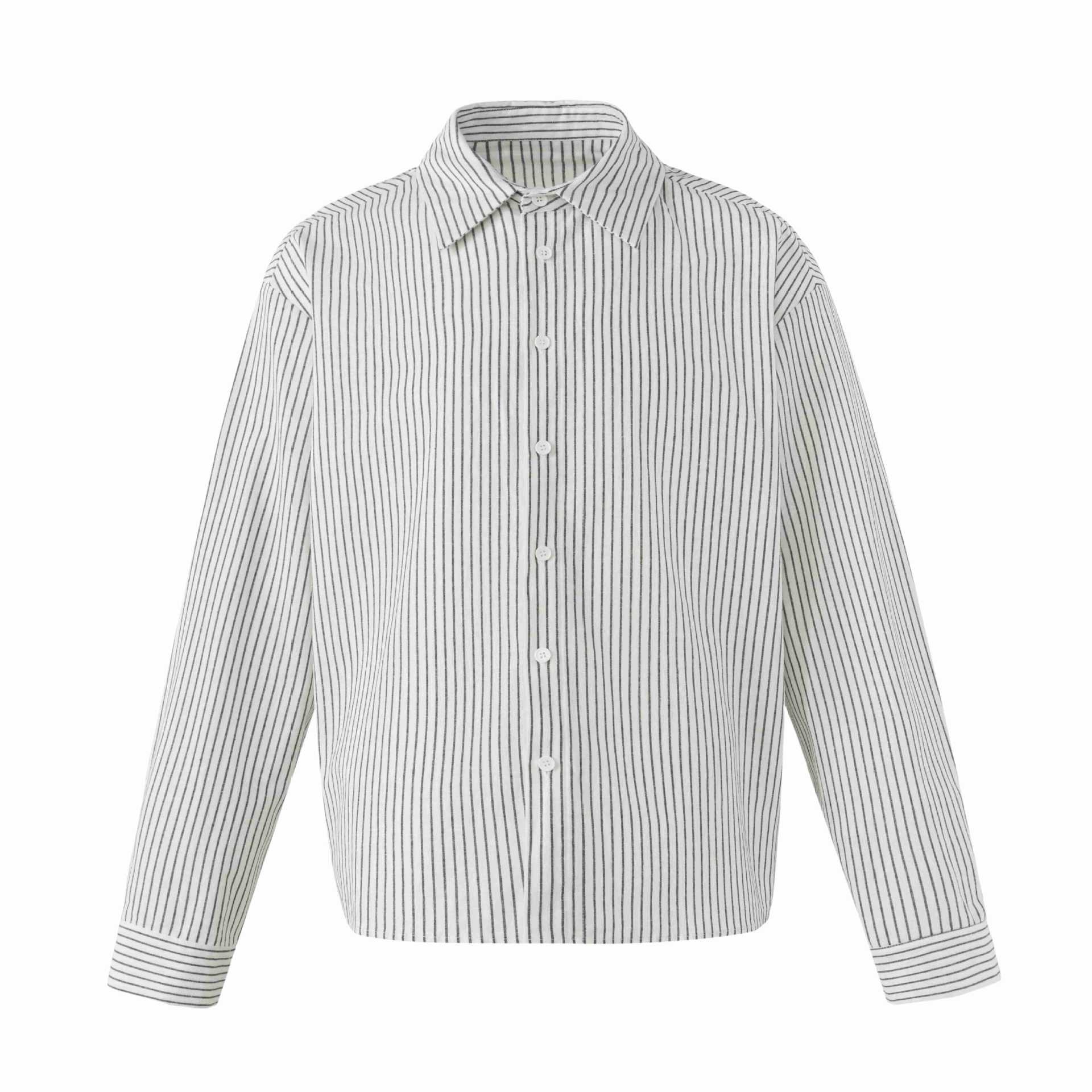 Women's Oversized Shirt Blouse with Fine Stripes and Kent Collar Chichicherry