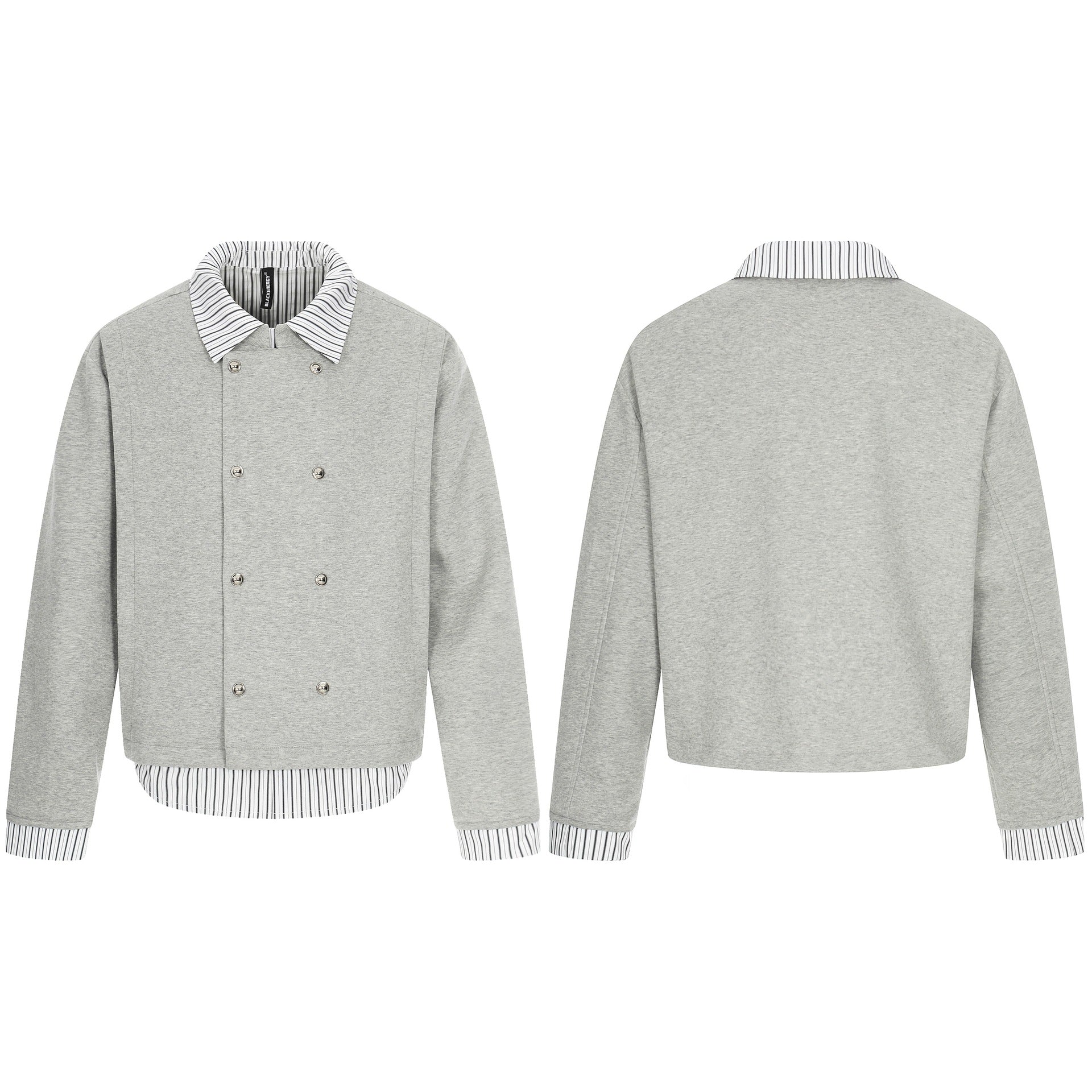 Men's short jacket with double-breasted button placket and shirt collar look Chichicherry