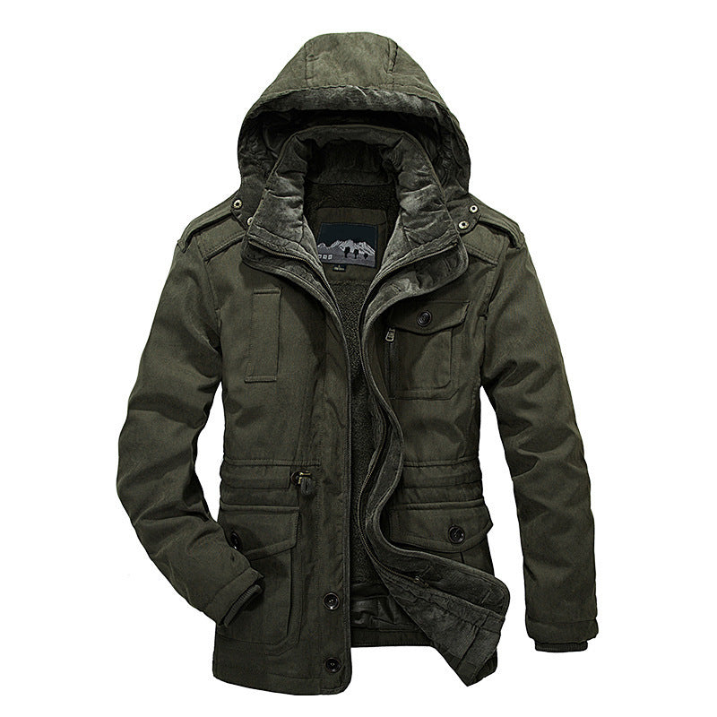 Men's Thermo-Canvas Parka with Sherpa Inner Lining, Removable Hood and Multi-Functional Pockets Chichicherry