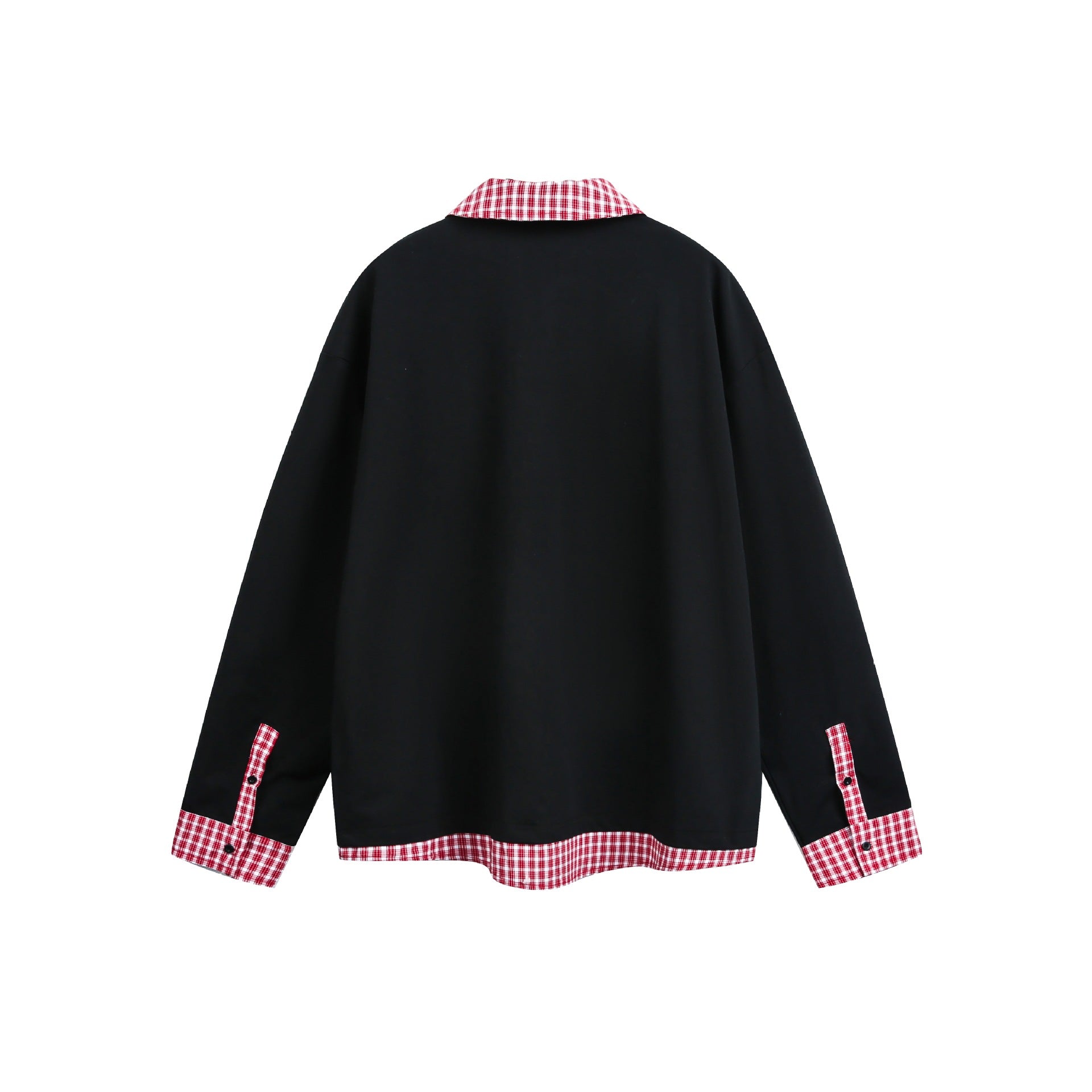 Unisex Wide cut sweatshirt with check collar and hem insert Chichicherry