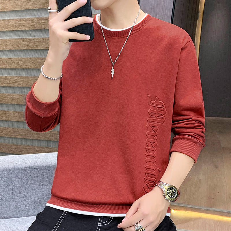 Men's casual sweatshirt with side 3D embossing, round neck and ribbed cuffs Chichicherry