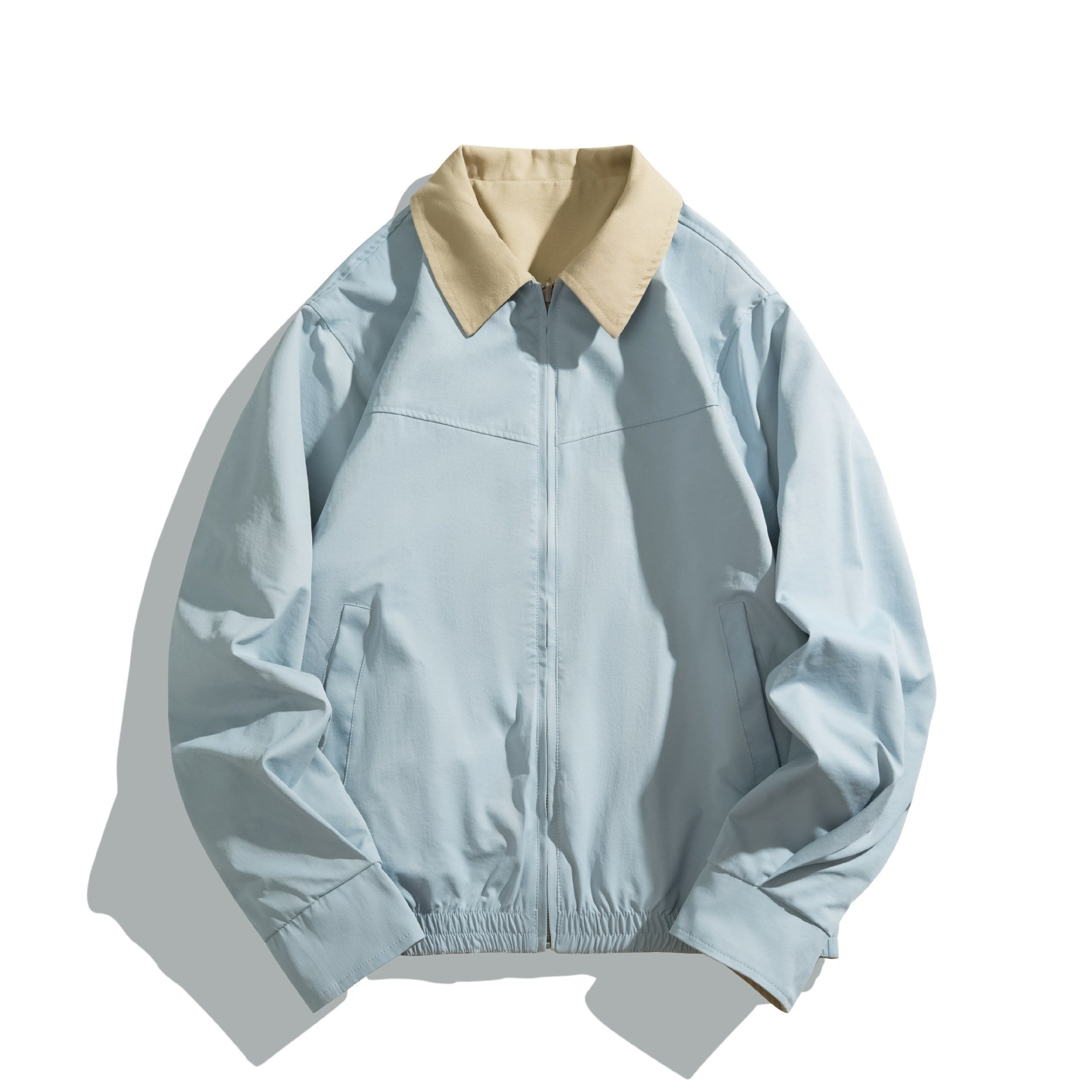 Unisex Short Cut Boxy Blouson with Contrast Collar and Light Padding Chichicherry