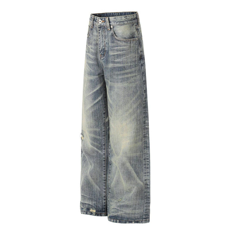 Women High-Waisted Wide-Leg Destroyed Jeans with Used Effect and Culotte Silhouette Chichicherry