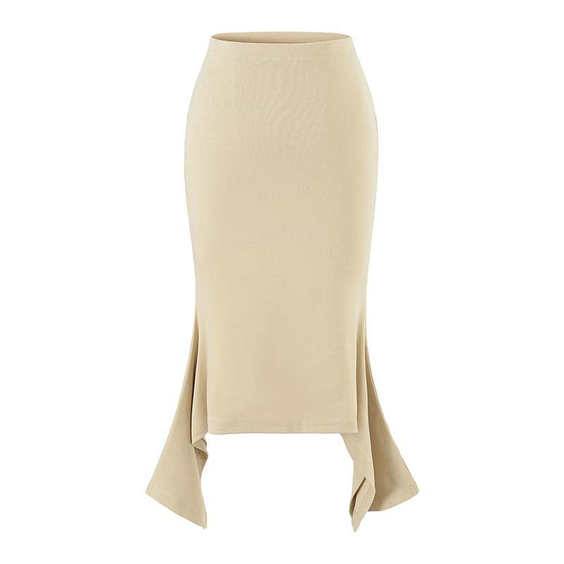 Women Figure-Hugging Midi Dress with Asymmetrical Hem and Panel Design Chichicherry
