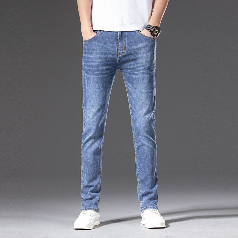 Men's Slim-Straight Stretch Jeans with Light Used Look Chichicherry