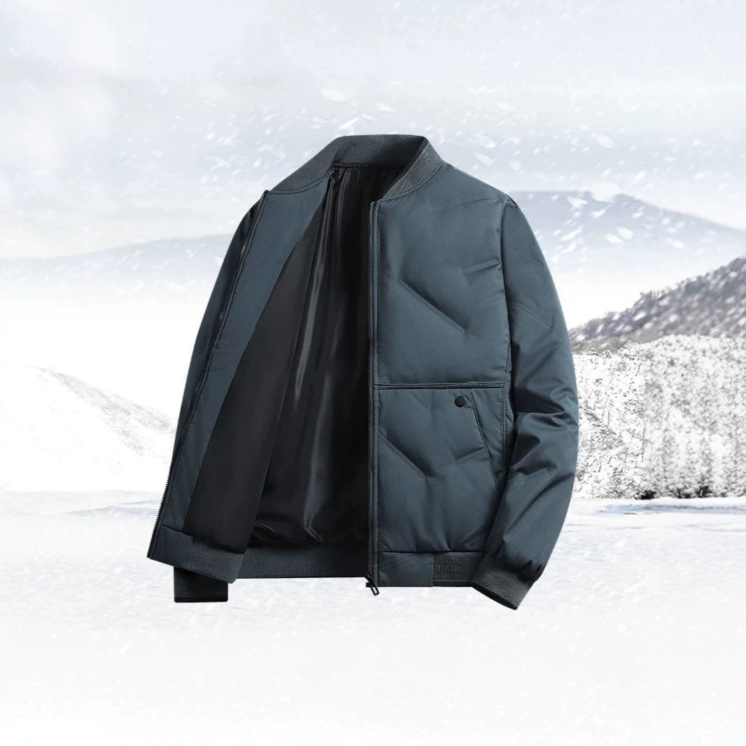 Men's Padded Thermal Bomber Jacket with Stand Collar, Zipper & Insulating Padding Chichicherry