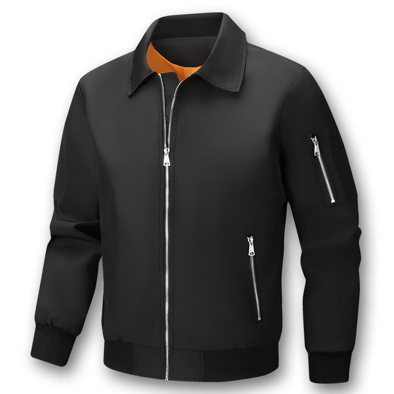 Men's Lightweight Twill Bomber with Contrasting Lining, Zipper Pockets, and Arm Pocket Chichicherry