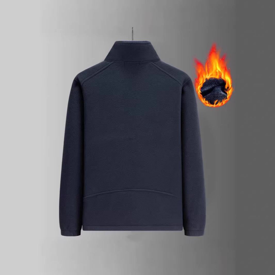 Men's fleece jacket with teddy lining, stand-up collar and multiple zip pockets Chichicherry