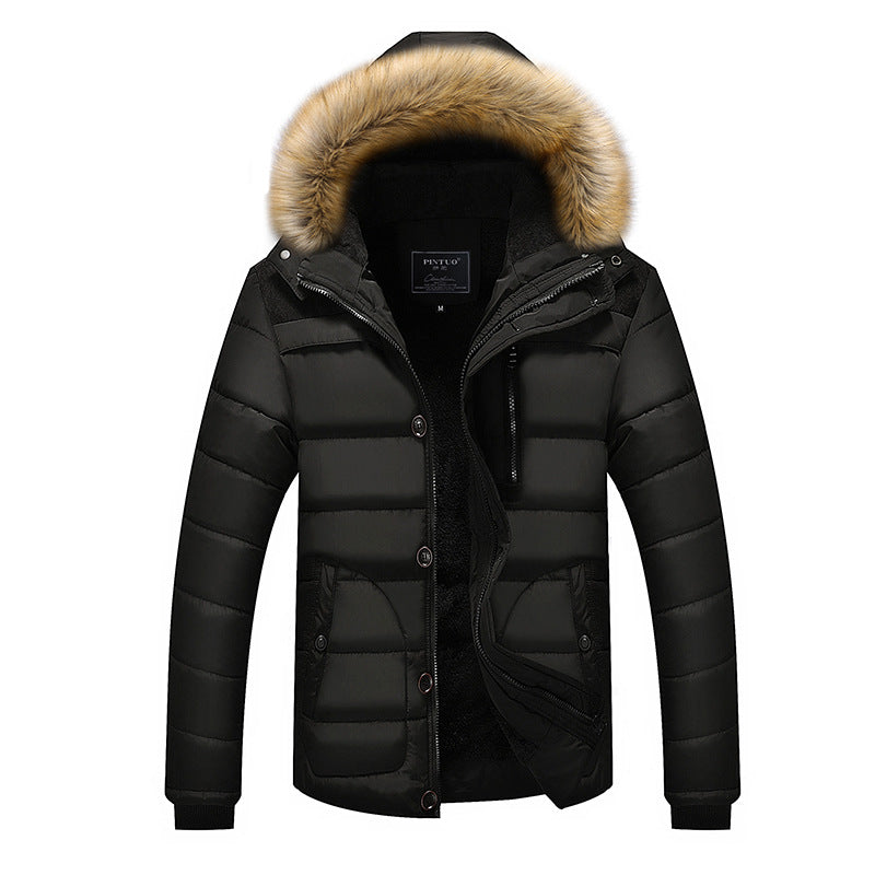 Men's quilted parka with teddy lining, hood with faux fur trim and hidden chest pocket Chichicherry
