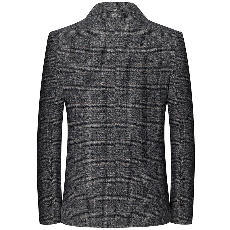 Men's Checked Wool Blend Blazer with Fine Glen Check Structure and Slim Fit Chichicherry