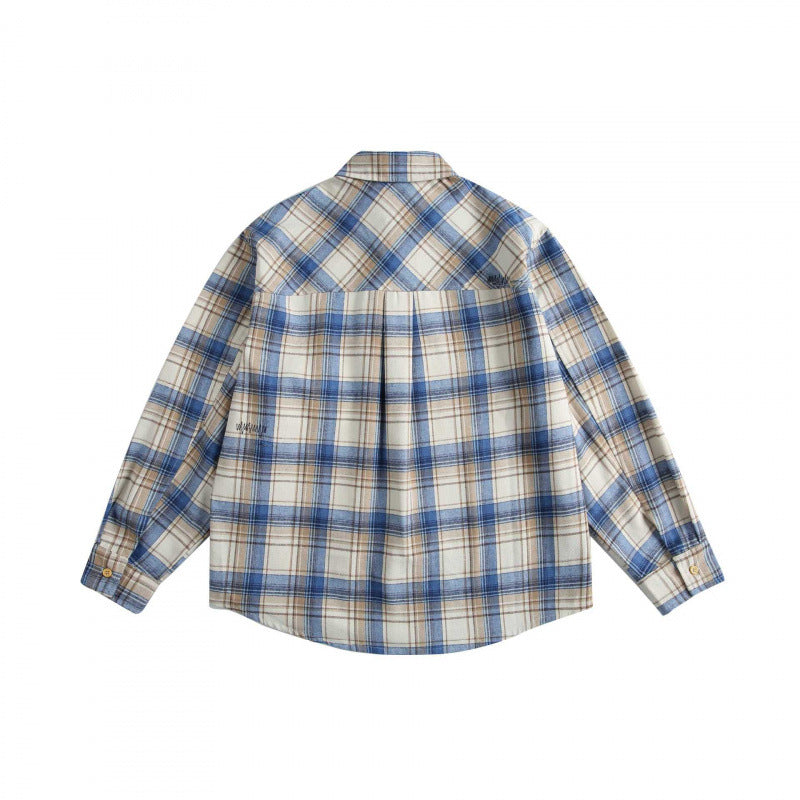 Men's Checkered Oversized Shirt made of Soft Flannel with Chest Pocket and Rounded Hem Chichicherry