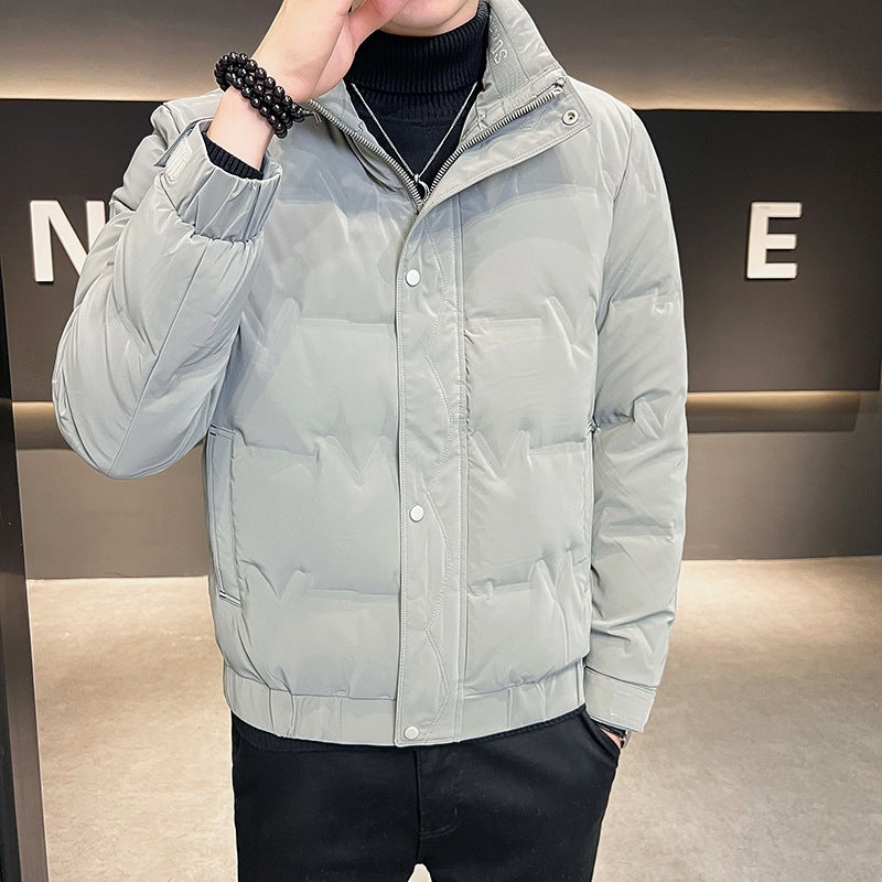 Men's short-cut quilted thermal jacket with stand-up collar and concealed zipper Chichicherry