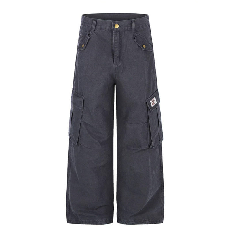 Women Wide High-Waist Cargo Pants with Large Flap Pockets and Utility Details Chichicherry