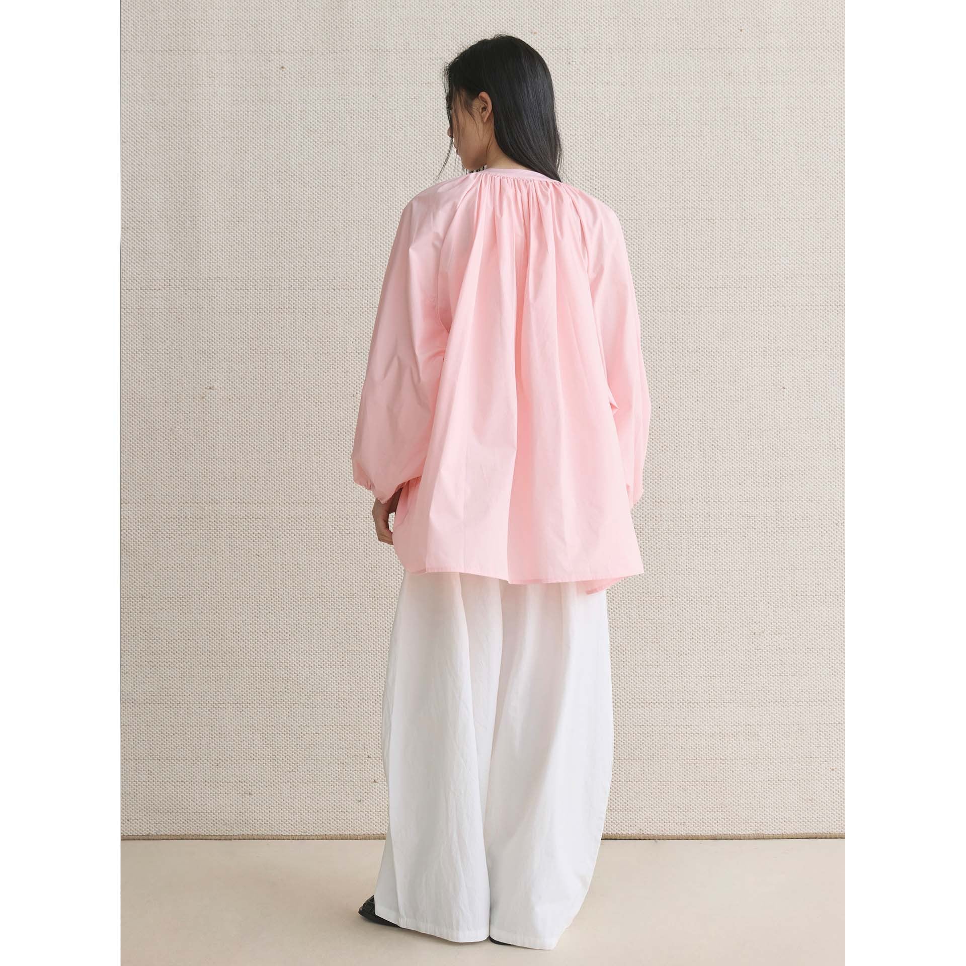 Women's Wide Cape Blouse Top with Ties and Gatherings Chichicherry