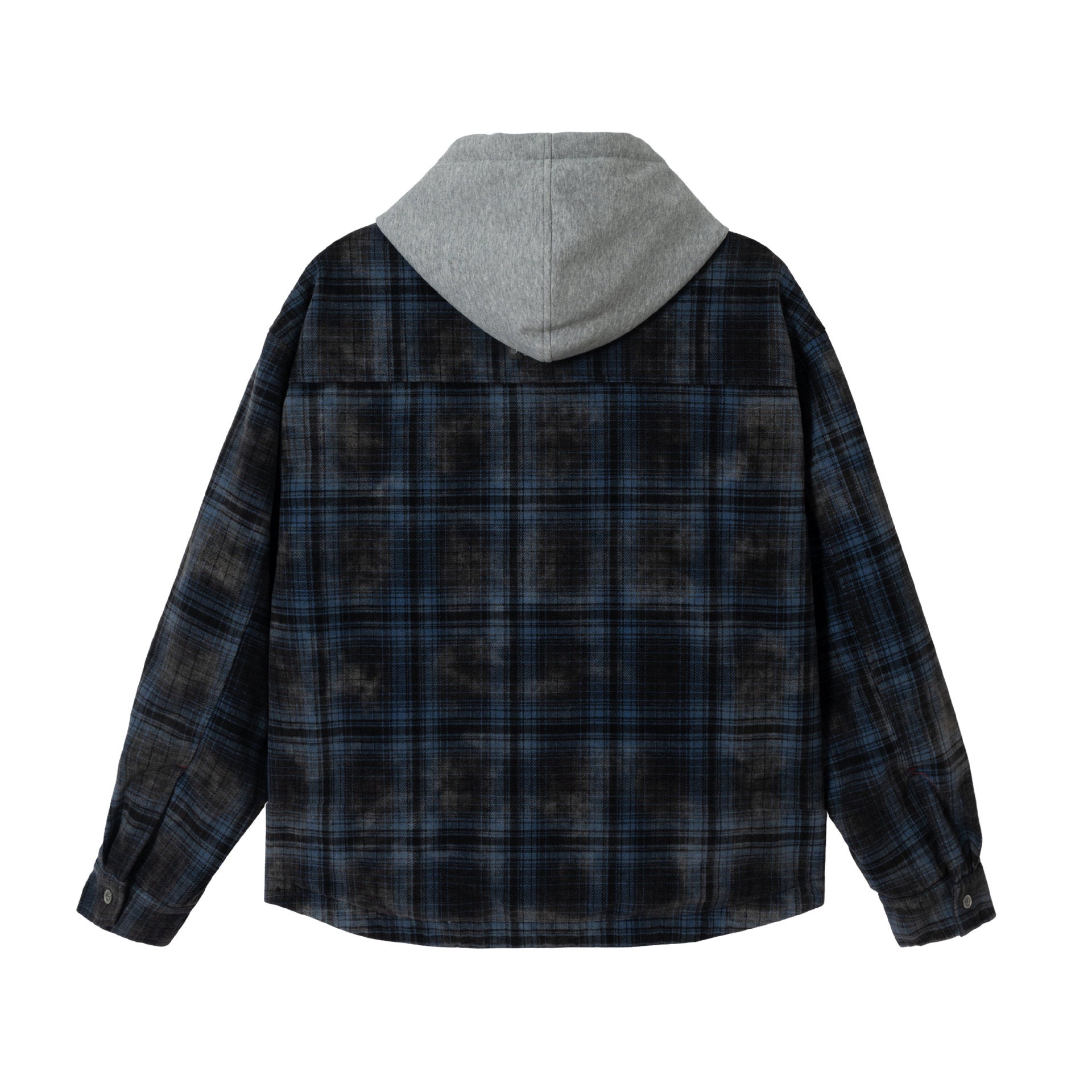 Men's checked layer shirt jacket with integrated hood inner jacket Chichicherry