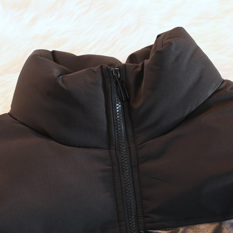 Unisex Padded Oversize Quilted Jacket with Stand-up Collar and Concealed Zipper Chichicherry