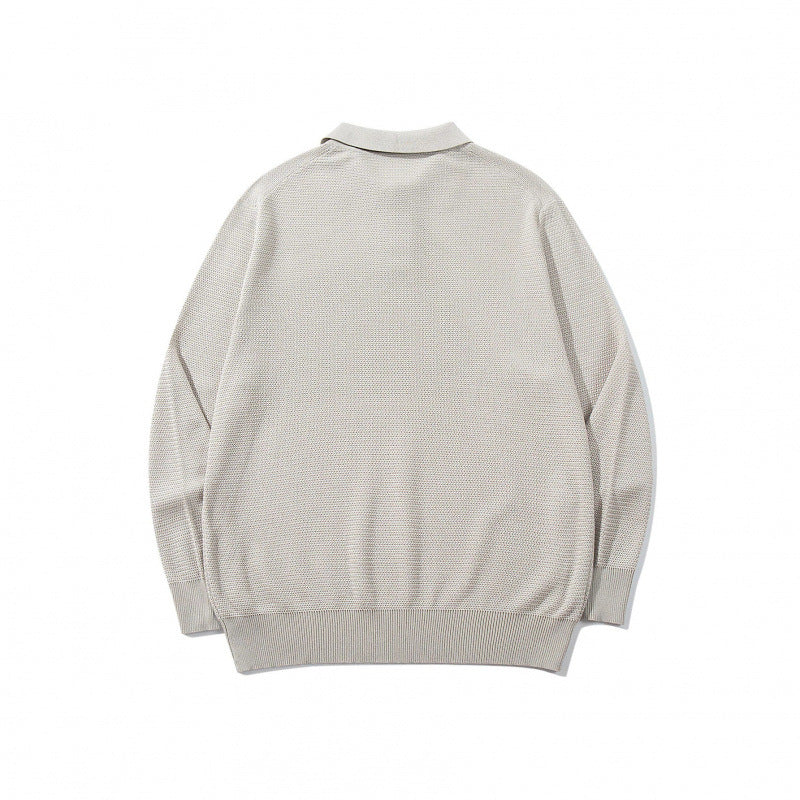 Unisex Boxy Fine Knit Polo Shirt with Henley Placket, Ribbed Cuffs and Raglan Sleeves Chichicherry