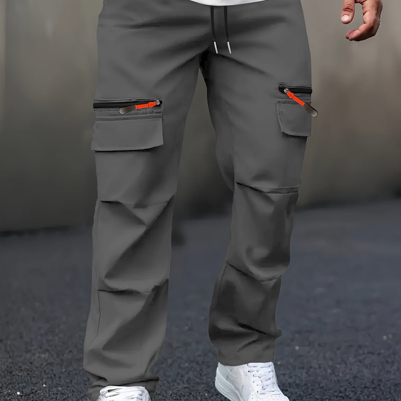 Men's Cargo Jogging Pants with Zipper Utility Pockets Chichicherry