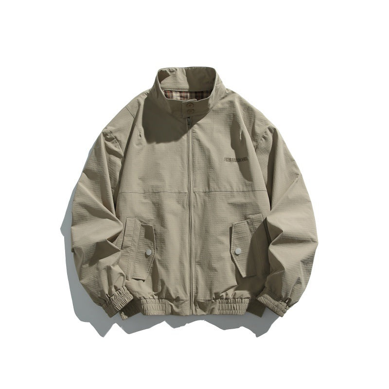 Men's Casual Boxy Blouson made of structured microfiber with stand-up collar, zipper and patched flap pockets Chichicherry