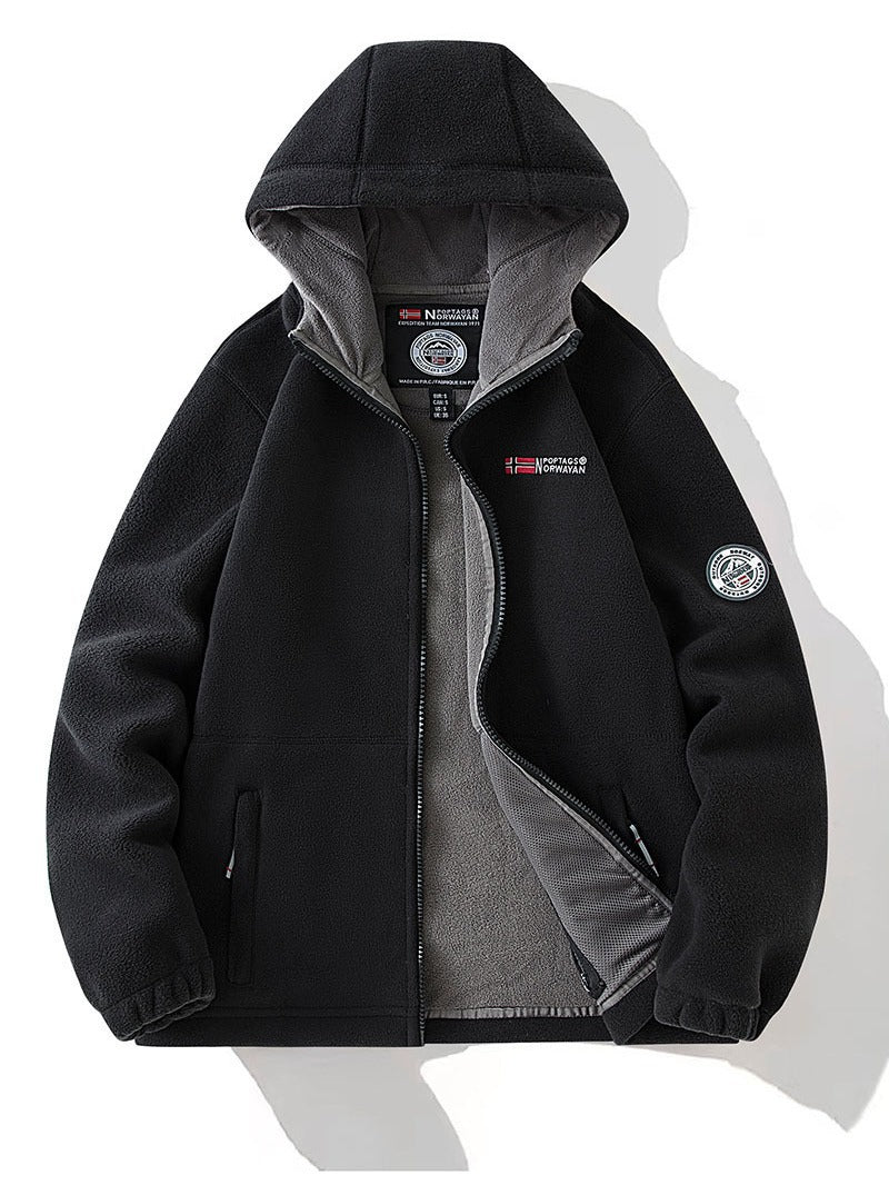 Women's fleece hooded jacket with warming microfleece inner side, full-length zipper and utility pockets Chichicherry